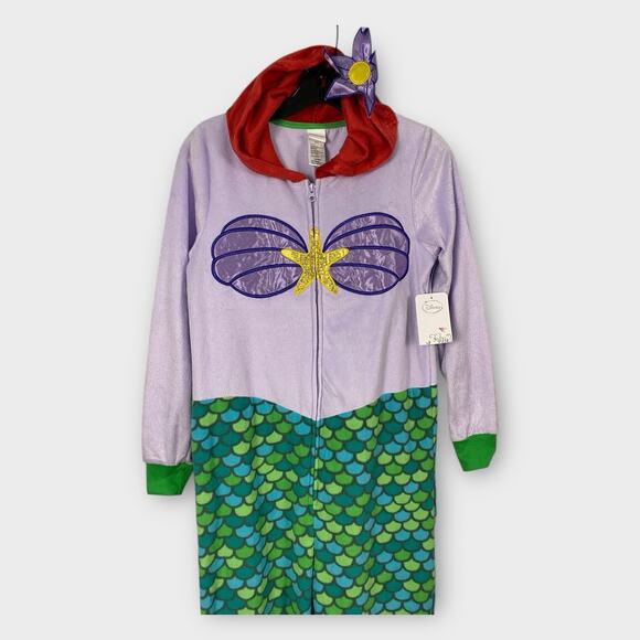 Disney Little Mermaid Ariel One Piece Pajamas Womens XS UnionSuit Hoodie - Picture 5 of 7